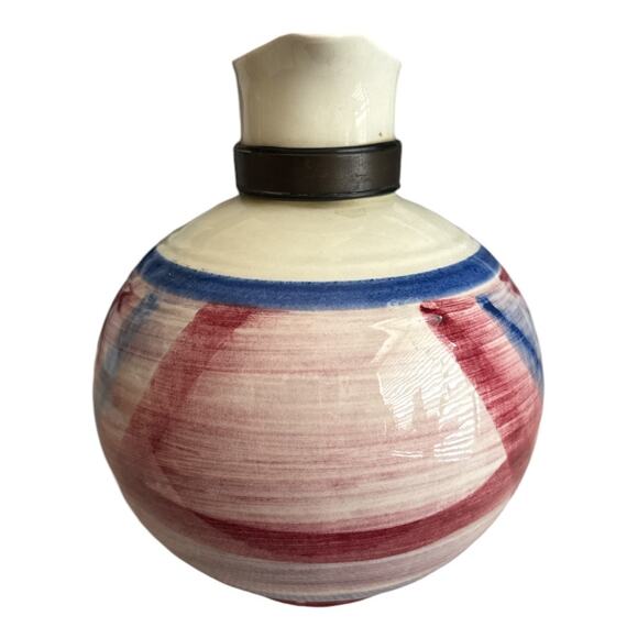 Vintage Vernon Kilns Red White Blue Plaid Mid Century Coffee Pot Pitcher Calico - Picture 5 of 9